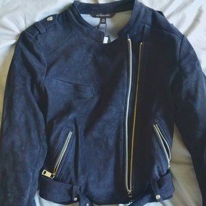 Navy Suede Moto Jacket